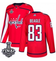 Men's Adidas Washington Capitals #83 Jay Beagle Premier Red Home 2018 Stanley Cup Final NHL Jersey