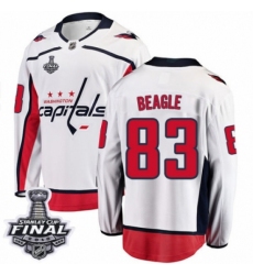 Men's Washington Capitals #83 Jay Beagle Fanatics Branded White Away Breakaway 2018 Stanley Cup Final NHL Jersey