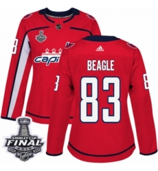 Women's Adidas Washington Capitals #83 Jay Beagle Authentic Red Home 2018 Stanley Cup Final NHL Jersey