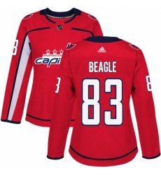 Women's Adidas Washington Capitals #83 Jay Beagle Authentic Red Home NHL Jersey