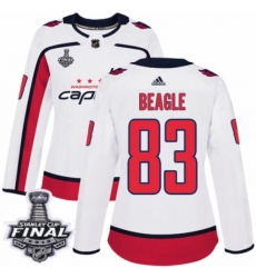 Women's Adidas Washington Capitals #83 Jay Beagle Authentic White Away 2018 Stanley Cup Final NHL Jersey