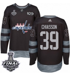 Men's Adidas Washington Capitals #39 Alex Chiasson Authentic Black 1917-2017 100th Anniversary 2018 Stanley Cup Final NHL Jersey