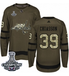 Men's Adidas Washington Capitals #39 Alex Chiasson Authentic Green Salute to Service 2018 Stanley Cup Final Champions NHL Jersey