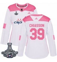 Women's Adidas Washington Capitals #39 Alex Chiasson Authentic White Pink Fashion 2018 Stanley Cup Final Champions NHL Jersey