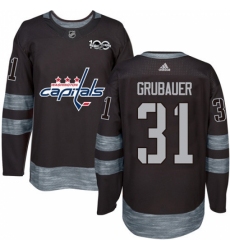 Men's Adidas Washington Capitals #31 Philipp Grubauer Authentic Black 1917-2017 100th Anniversary NHL Jersey