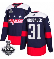 Men's Adidas Washington Capitals #31 Philipp Grubauer Authentic Navy Blue 2018 Stadium Series 2018 Stanley Cup Final NHL Jersey