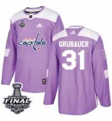 Men's Adidas Washington Capitals #31 Philipp Grubauer Authentic Purple Fights Cancer Practice 2018 Stanley Cup Final NHL Jersey