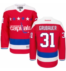 Men's Reebok Washington Capitals #31 Philipp Grubauer Premier Red Third NHL Jersey