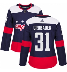 Women's Adidas Washington Capitals #31 Philipp Grubauer Authentic Navy Blue 2018 Stadium Series NHL Jersey