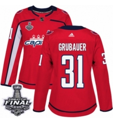 Women's Adidas Washington Capitals #31 Philipp Grubauer Authentic Red Home 2018 Stanley Cup Final NHL Jersey