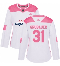 Women's Adidas Washington Capitals #31 Philipp Grubauer Authentic White/Pink Fashion NHL Jersey