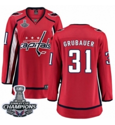 Women's Washington Capitals #31 Philipp Grubauer Fanatics Branded Red Home Breakaway 2018 Stanley Cup Final Champions NHL Jersey