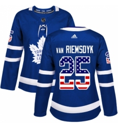 Women's Adidas Toronto Maple Leafs #25 James Van Riemsdyk Authentic Royal Blue USA Flag Fashion NHL Jersey