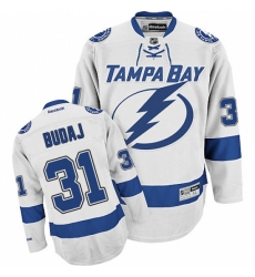 Men's Reebok Tampa Bay Lightning #31 Peter Budaj Authentic White Away NHL Jersey