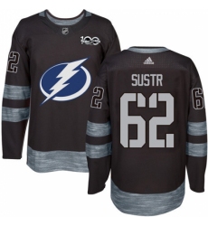 Men's Adidas Tampa Bay Lightning #62 Andrej Sustr Authentic Black 1917-2017 100th Anniversary NHL Jersey