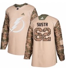 Men's Adidas Tampa Bay Lightning #62 Andrej Sustr Authentic Camo Veterans Day Practice NHL Jersey