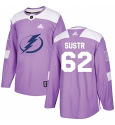 Men's Adidas Tampa Bay Lightning #62 Andrej Sustr Authentic Purple Fights Cancer Practice NHL Jersey