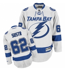 Men's Reebok Tampa Bay Lightning #62 Andrej Sustr Authentic White Away NHL Jersey