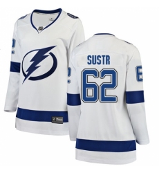 Women's Tampa Bay Lightning #62 Andrej Sustr Fanatics Branded White Away Breakaway NHL Jersey