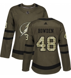 Women's Adidas Tampa Bay Lightning #48 Brett Howden Authentic Green Salute to Service NHL Jersey