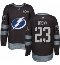 Men's Adidas Tampa Bay Lightning #23 J.T. Brown Authentic Black 1917-2017 100th Anniversary NHL Jersey