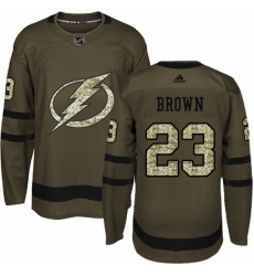 Men's Adidas Tampa Bay Lightning #23 J.T. Brown Authentic Green Salute to Service NHL Jersey