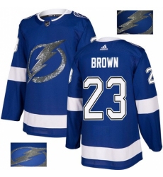 Men's Adidas Tampa Bay Lightning #23 J.T. Brown Authentic Royal Blue Fashion Gold NHL Jersey