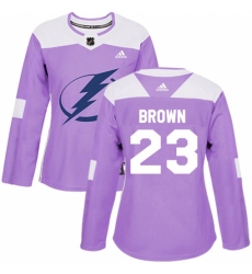 Women's Adidas Tampa Bay Lightning #23 J.T. Brown Authentic Purple Fights Cancer Practice NHL Jersey