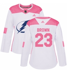 Women's Adidas Tampa Bay Lightning #23 J.T. Brown Authentic White/Pink Fashion NHL Jersey