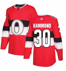 Men's Adidas Ottawa Senators #30 Andrew Hammond Authentic Red 2017 100 Classic NHL Jersey