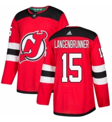 Men's Adidas New Jersey Devils #15 Jamie Langenbrunner Authentic Red Home NHL Jersey
