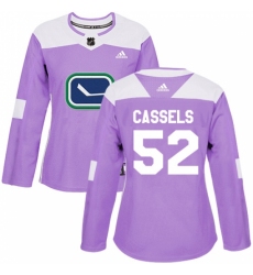 Women's Adidas Vancouver Canucks #52 Cole Cassels Authentic Purple Fights Cancer Practice NHL Jersey