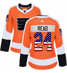 Women's Adidas Philadelphia Flyers #24 Matt Read Authentic Orange USA Flag Fashion NHL Jersey