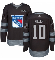 Men's Adidas New York Rangers #10 J.T. Miller Authentic Black 1917-2017 100th Anniversary NHL Jersey