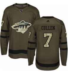 Men's Adidas Minnesota Wild #7 Matt Cullen Premier Green Salute to Service NHL Jersey