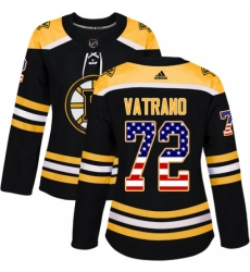 Women's Adidas Boston Bruins #72 Frank Vatrano Authentic Black USA Flag Fashion NHL Jersey