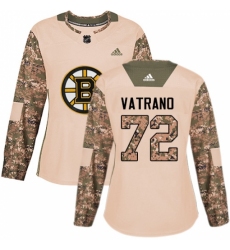 Women's Adidas Boston Bruins #72 Frank Vatrano Authentic Camo Veterans Day Practice NHL Jersey