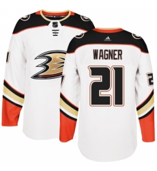 Men's Adidas Anaheim Ducks #21 Chris Wagner Authentic White Away NHL Jersey