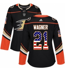 Women's Adidas Anaheim Ducks #21 Chris Wagner Authentic Black USA Flag Fashion NHL Jersey