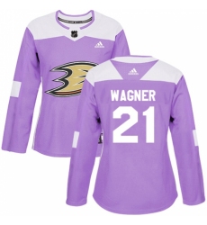 Women's Adidas Anaheim Ducks #21 Chris Wagner Authentic Purple Fights Cancer Practice NHL Jersey