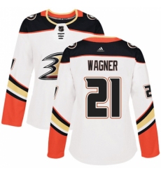 Women's Adidas Anaheim Ducks #21 Chris Wagner Authentic White Away NHL Jersey