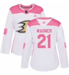 Women's Adidas Anaheim Ducks #21 Chris Wagner Authentic White/Pink Fashion NHL Jersey