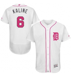 Men's Detroit Tigers #6 Al Kaline White Flexbase Authentic Collection Mothers Day Stitched MLB Jersey