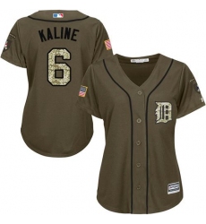 Women's Detroit Tigers #6 Al Kaline Green Salute to Service Stitched MLB Jersey