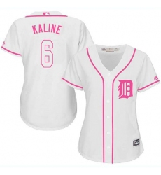 Women's Detroit Tigers #6 Al Kaline White-Pink Fashion Stitched MLB Jersey