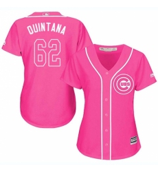 Women's Majestic Chicago Cubs #62 Jose Quintana Replica Pink Fashion MLB Jersey