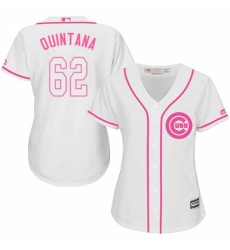 Women's Majestic Chicago Cubs #62 Jose Quintana Replica White Fashion MLB Jersey