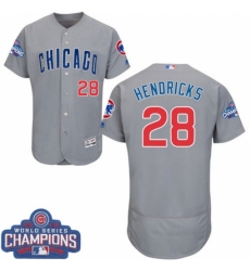 Men's Majestic Chicago Cubs #28 Kyle Hendricks Grey Road 2016 World Series Champions Flexbase Authentic Collection MLB Jersey