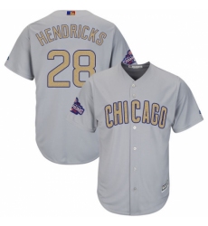 Women's Majestic Chicago Cubs #28 Kyle Hendricks Authentic Gray 2017 Gold Champion MLB Jersey