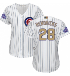 Women's Majestic Chicago Cubs #28 Kyle Hendricks Authentic White 2017 Gold Program MLB Jersey